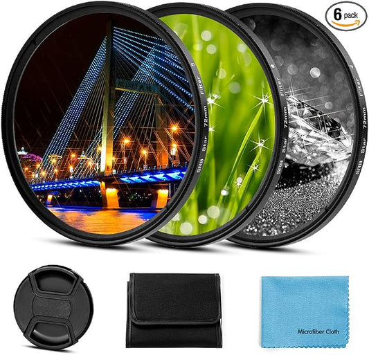 Sedremm Compatible with 82mm Star Filter 3 Pieces Starburst Lens Filter Canon by Unknown