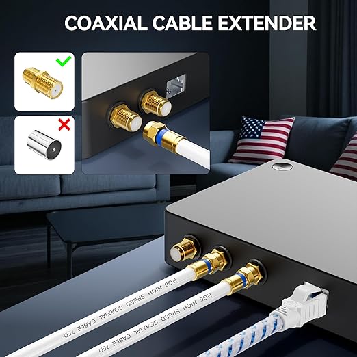 Coaxial Cable 3ft 5Pack, RG6 Coax Cable Cord Extender - Image 4