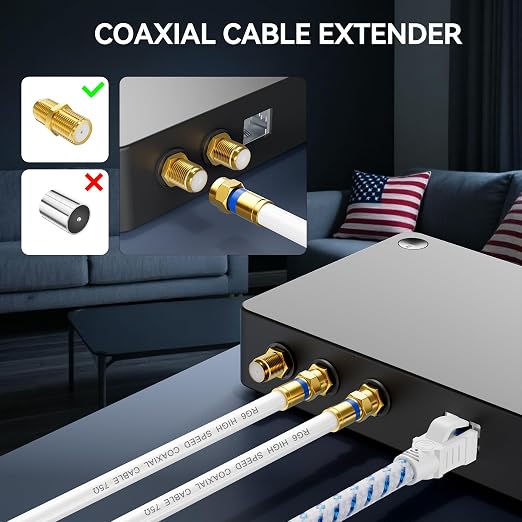 Coaxial Cable 3ft/6ft/10ft/15ft/25ft/50ft/60ft/75ft/100ft, RG6 Coax Cable - Image 4