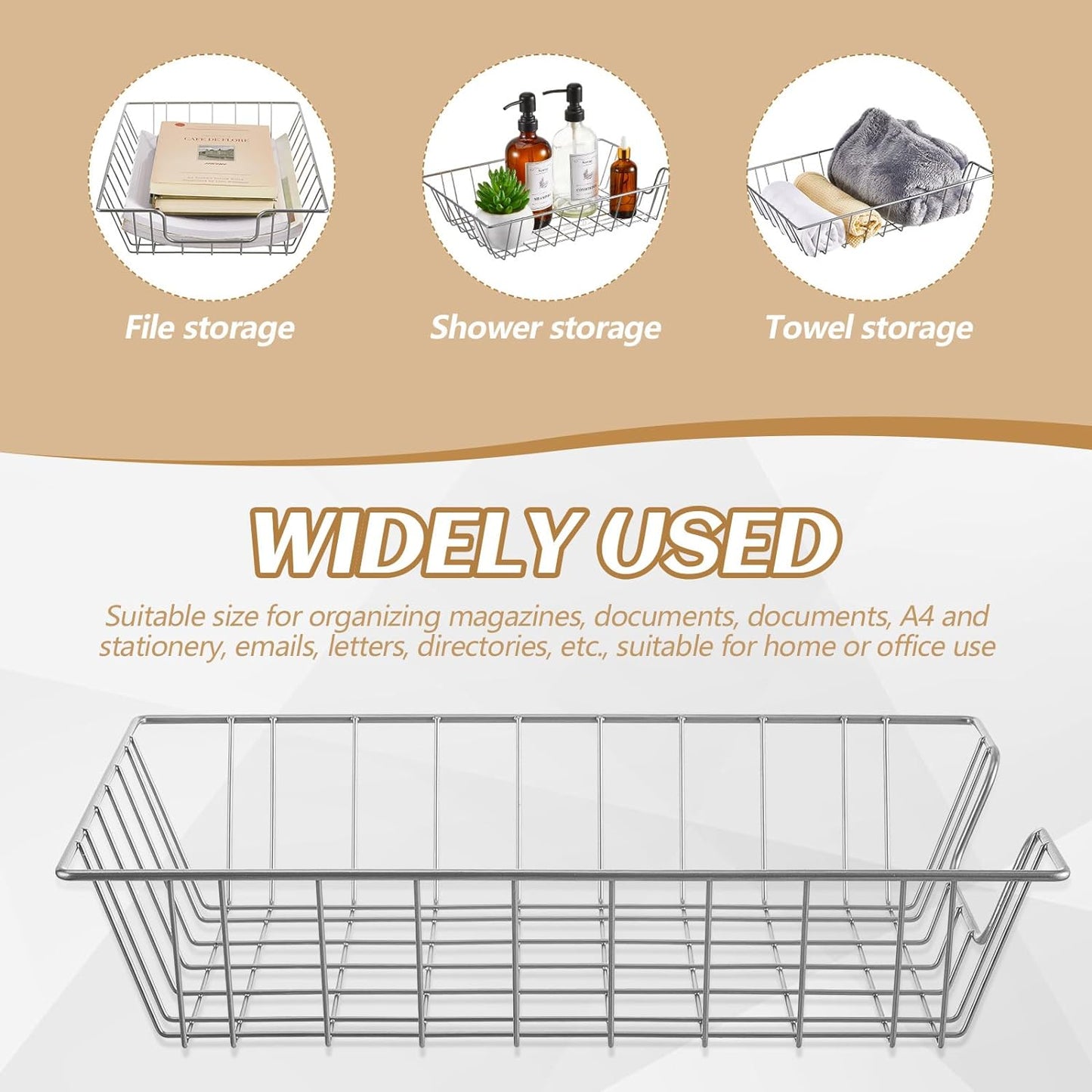 Yeaqee 6 Pcs Letter Tray Wire Paper Trays Stackable File Desk Organizer Metal File Paper Holder Basket for Desk Desktop Letter Storage for Office Home Classroom School(14'' x 10'' x 3'',Silver)