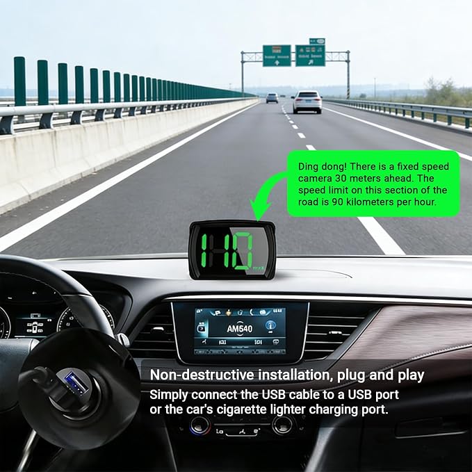 Speedometer HUD for Cars Trucks Motorcycles USB Plug & Play Digital MPH Speed - Image 5