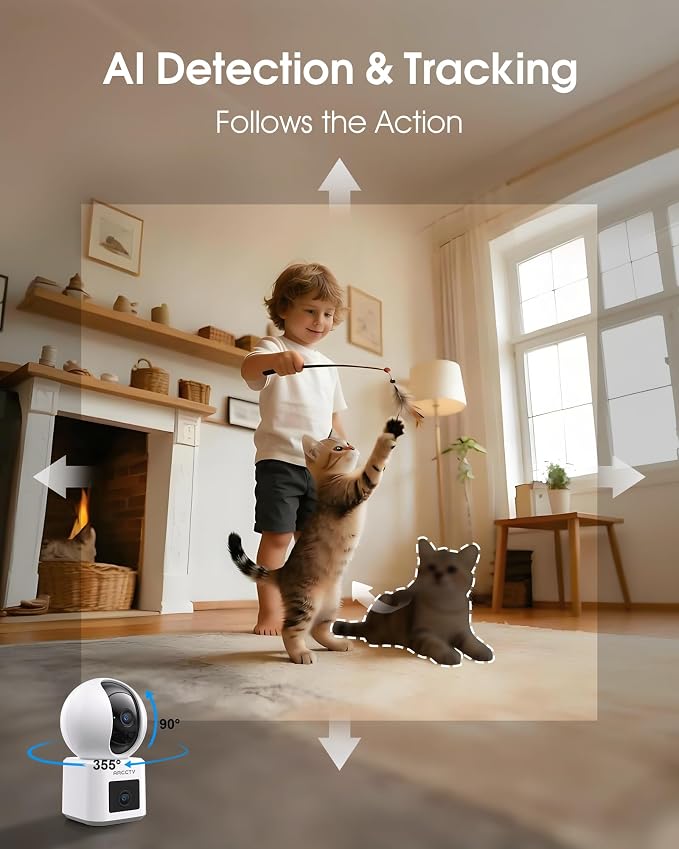 ARCCTV 2-Pack Dual Lens Indoor Security Camera, 2.5K WiFi 6 Pet Camera - Image 5