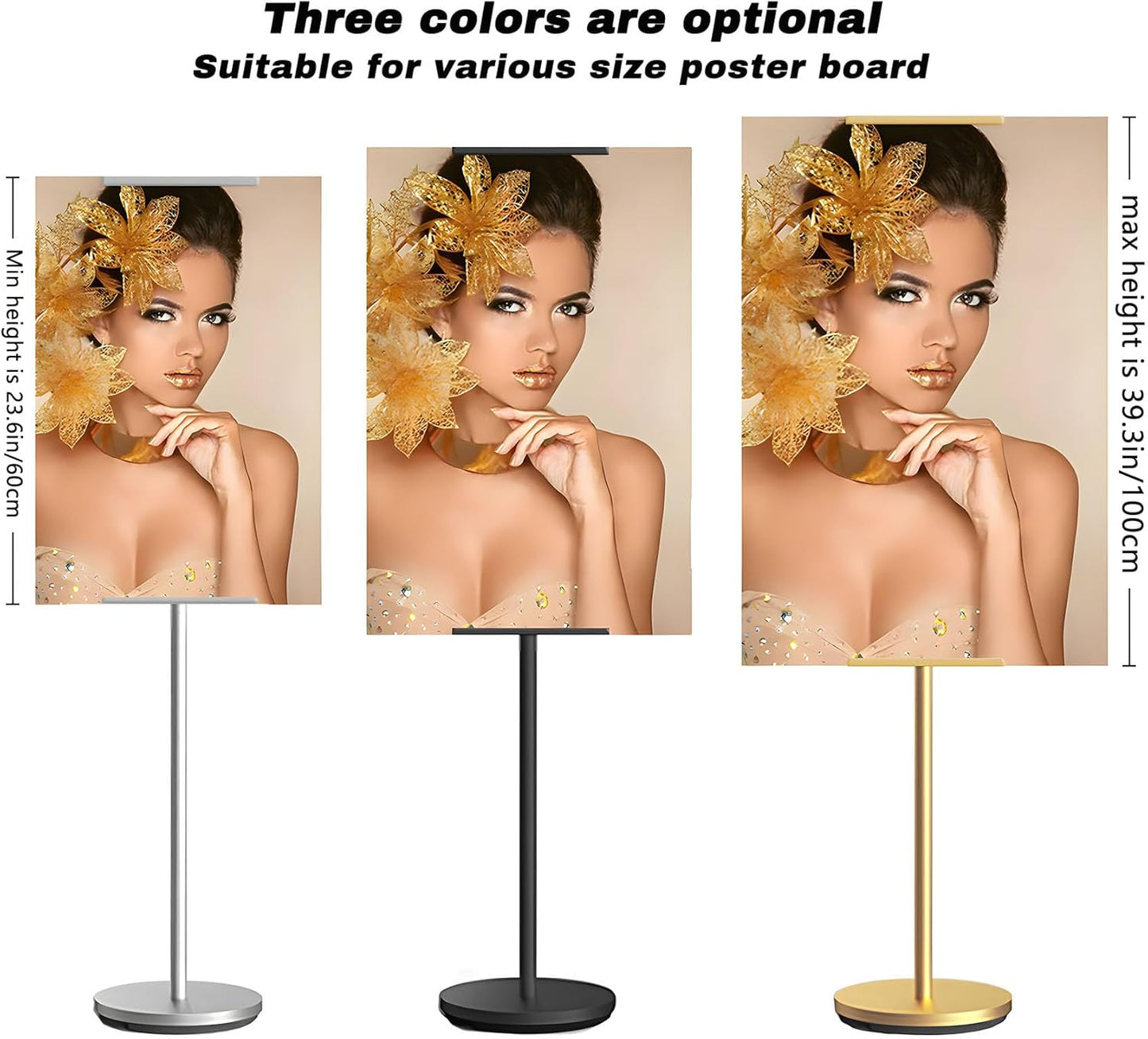 Heavy Duty Multi-angle Adjustable Metal Painting Easel Stand,Sign Holder Stand,Poster Stand with Round Base- Outdoor Floor Standing Indoor Display Holder(Golden)