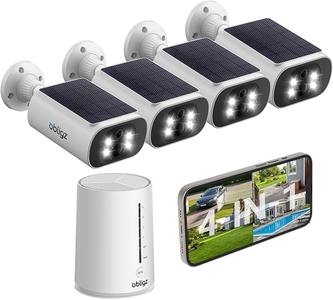 Solar Security Cameras Wireless Outdoor, 4MP Cameras by Obligz
