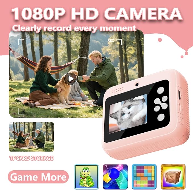 Kids Camera Instant Print with Color Printing Paper and Protective Case 32GB - Image 2