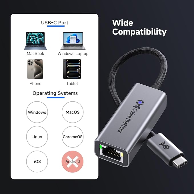 Cable Matters USB C to 5Gb Ethernet Adapter, 5 Gigabit Network Speed, USB C to - Image 6