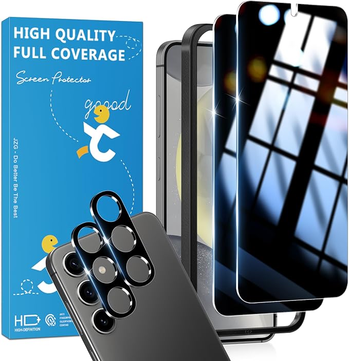 2 Pack for Samsung Galaxy S24 Privacy Screen Protector, 2 Pack Camera Protector by JavoYion