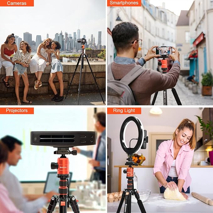 GEEKOTO 77'' Aluminum Camera Stand & Monopod, Foldable Travel Gear - Image 6