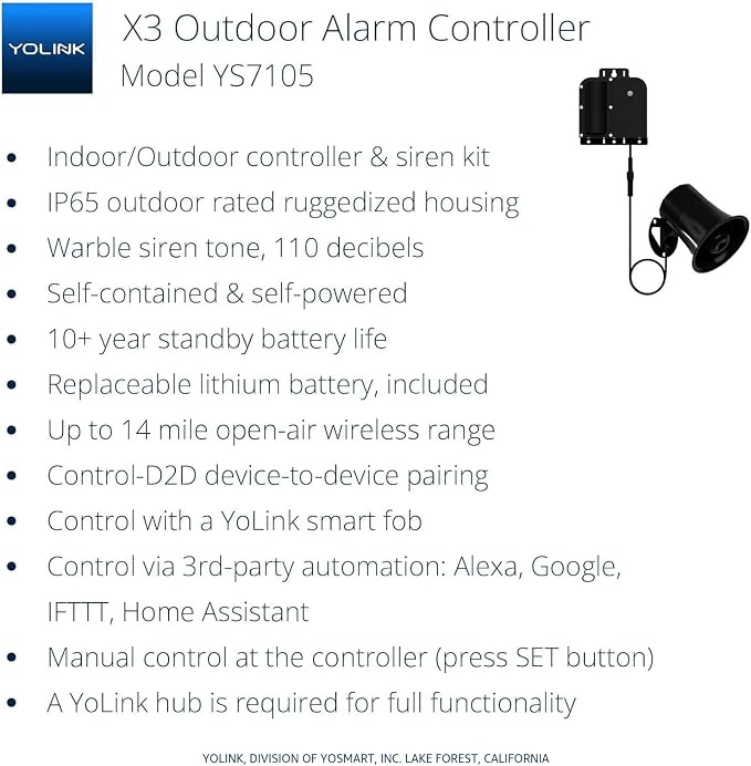 YoLink X3 Version Outdoor Alarm Controller, Ruggedized Battery-Powered - Image 2
