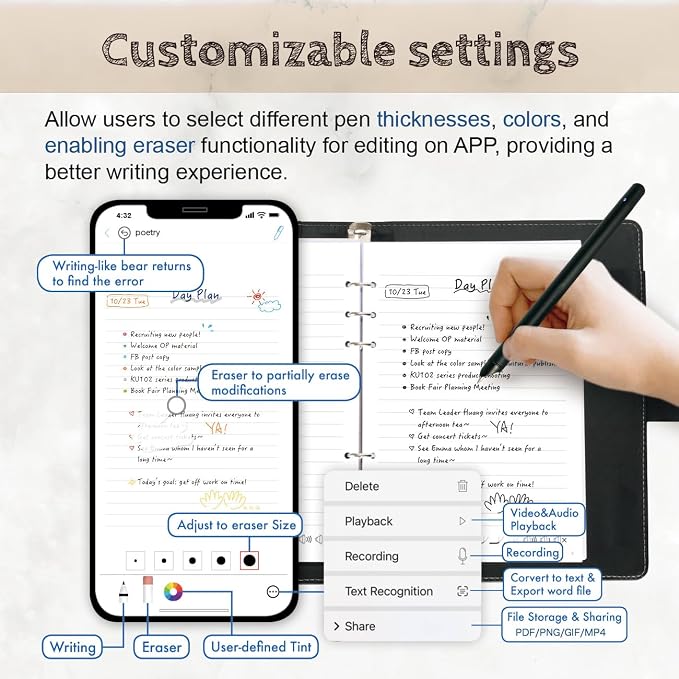 Ophaya 2 in 1 Digital Pen Smart Pen Writing Set, Includes Smartpen, Use - Image 4