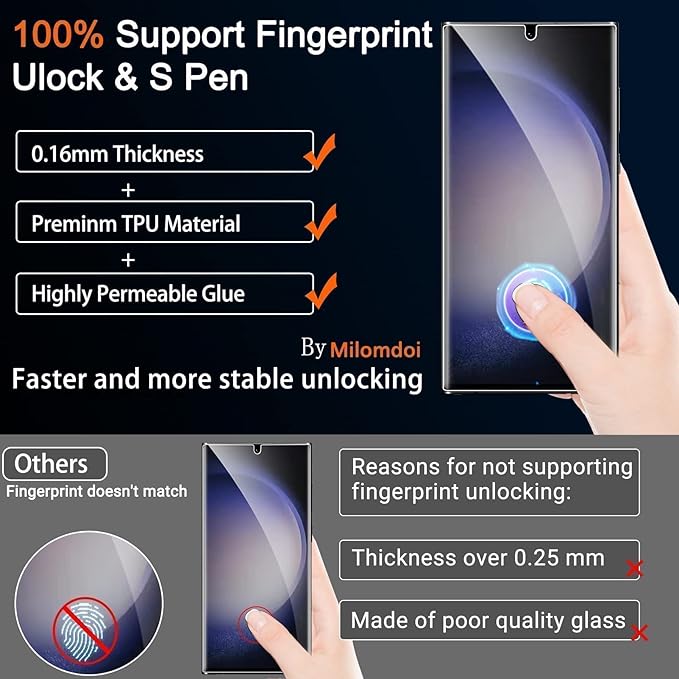 Milomdoi for Samsung Galaxy S23 Ultra Screen Protector Accessories 3 Pack TPU - Image 3
