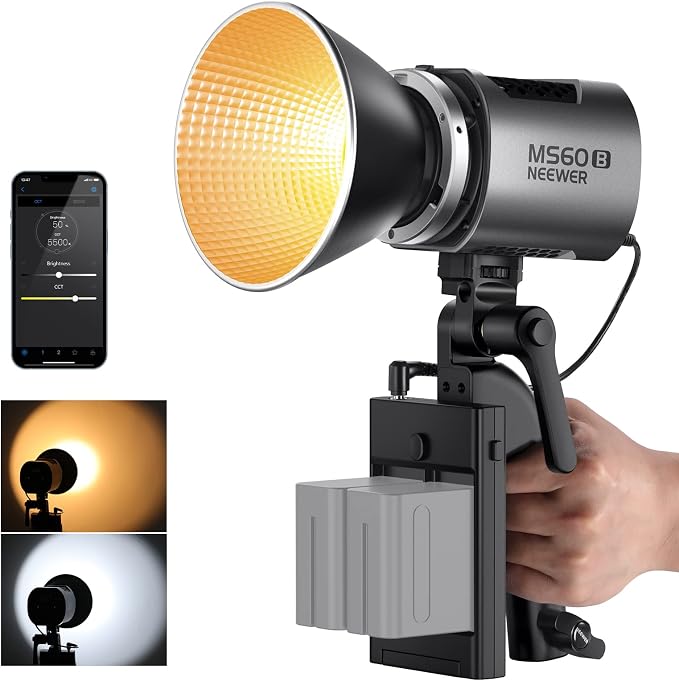 NEEWER MS60B LED Video Light 2.4G/APP Control, 65W Metal Mini Compact COB by Neewer