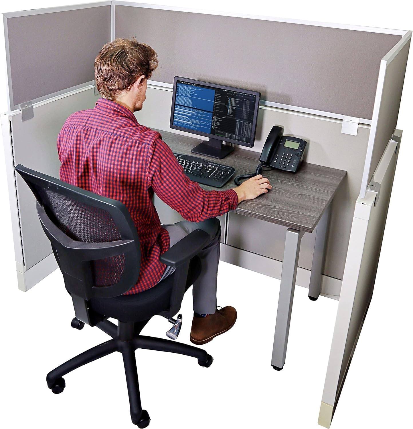 OBEX Acoustical Cubicle Privacy Screen Extender Desk Panel & Office Divider, Add Separation & Block Noise, 12" x 24", Overcast
