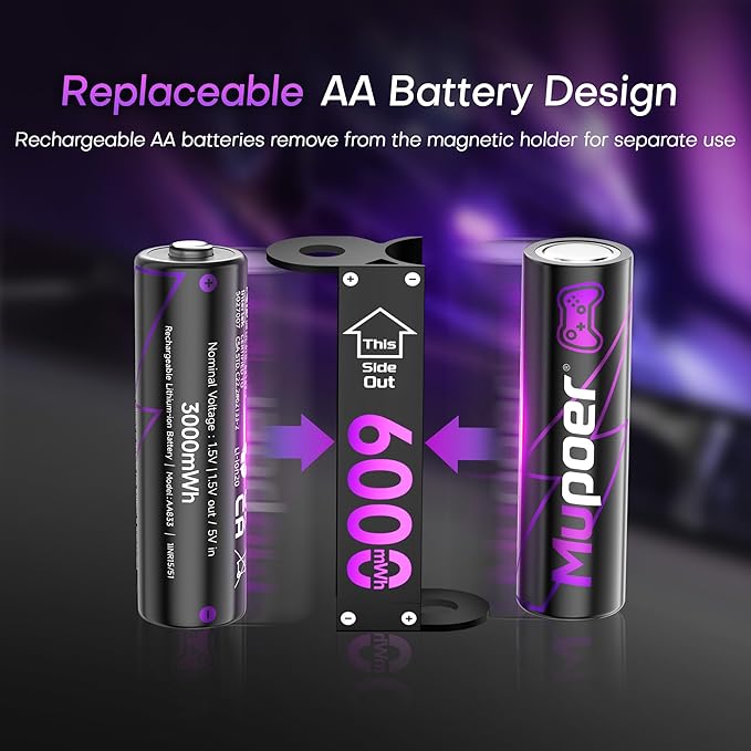 Rechargeable AA Batteries Lithium 8x3000mWh, Xbox Controller Battery Pack - Image 2