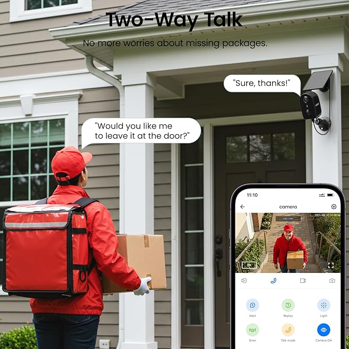 AOQEE Solar Camera Outdoor Wireless-2K Battery Powered Outside Cameras - Image 6
