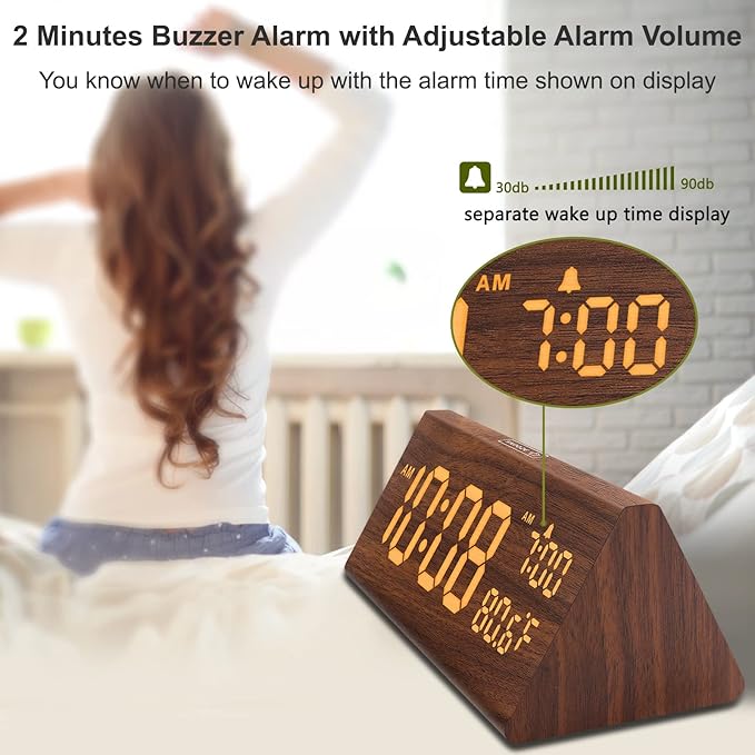 DreamSky Wooden Digital Alarm Clock - Image 4
