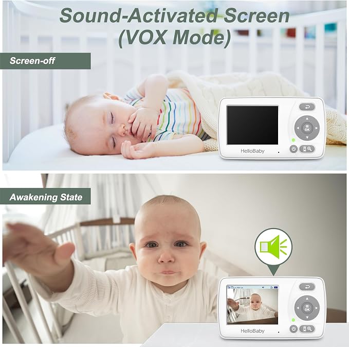HelloBaby Monitor with 2 Cameras, 2.4'' Portable Travel Screen Baby Monitor No - Image 5