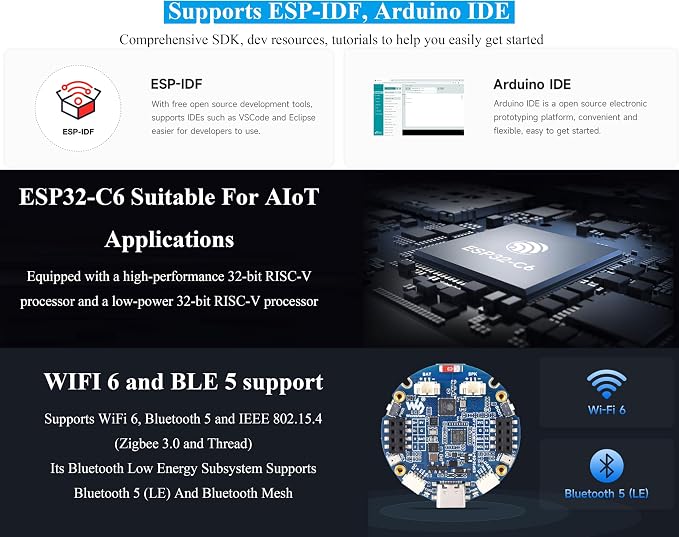 ESP32-C6 1.43inch AMOLED Round Touch Display Development Board, 160MHz RISC-V - Image 8