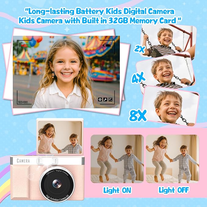 Kids Digital Camera with 180° Flip Screen, 32GB Memory Card Digital Cameras - Image 5