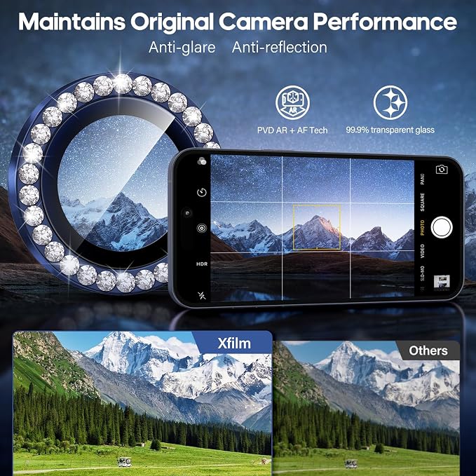 for iPhone 17 Pro / 17 Pro Max Camera Lens Protector Bling, Individual Diamond - Image 4