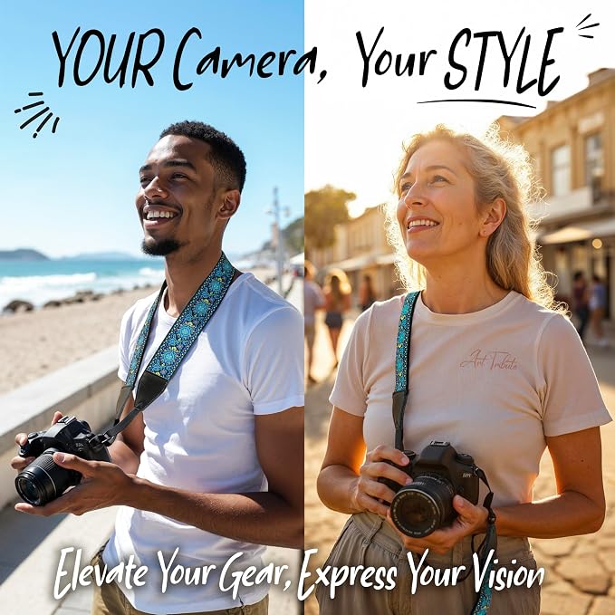 Art Tribute Camera Strap, Vintage Embroidered Neck Shoulder & Crossbody Camera - Image 2