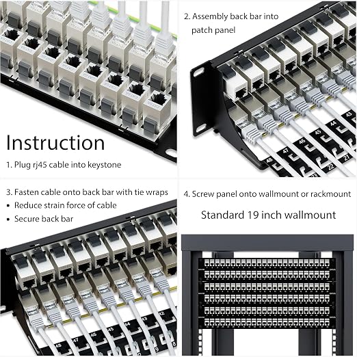 iwillink 10Gbps Patch Panel 48 Port, Shielded RJ45 Through Cat6A Patch Panel - Image 6