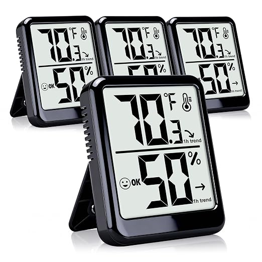 4-Pack Room Thermometer Indoor Hygrometer, Small Digital Temperature and by Azosowo