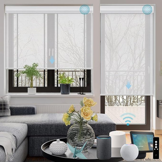SmartWings Motorized Light Filtering Roller Shades Work by SmartWings