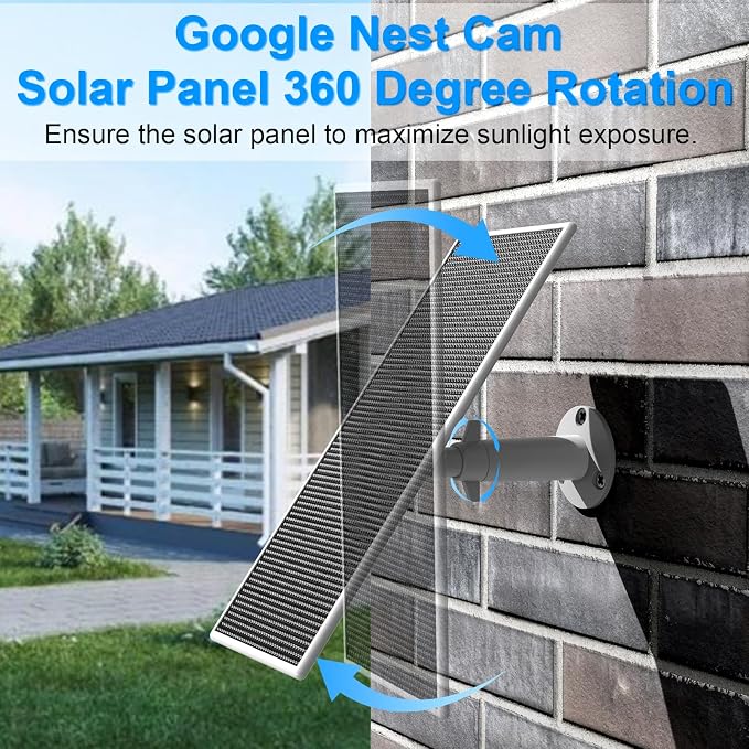 Solar Panel for Google Nest Camera Outdoor or Indoor, 5V 5W Solar Power Charger - Image 6