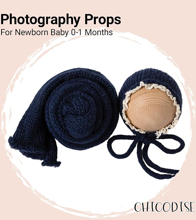 Newborn Photography Props Wraps & Ruffle Edge Bonnet - Image 5