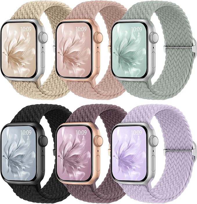 6 Pack Braided Stretchy Bands Compatible by KnossenWatchBand