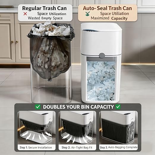 Motion Sensor Bathroom Trash Can, Automatic Touchless Smart Garbage Bin - Image 8