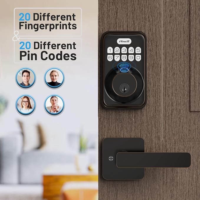 Fingerprint Door Lock, Zowill Keyless Entry Door Lock Keypad Deadbolt - Image 3