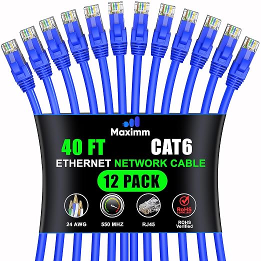 Maximm Cat 6 Ethernet Cable - 40 ft - High-Speed LAN by MaximmCable