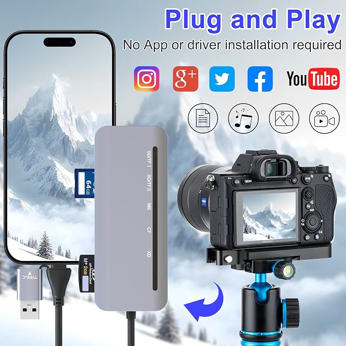 Memory Stick Pro Duo Card Reader, 7 in 1 USB-A/USB-C Multi Memory Card Reader - Image 5
