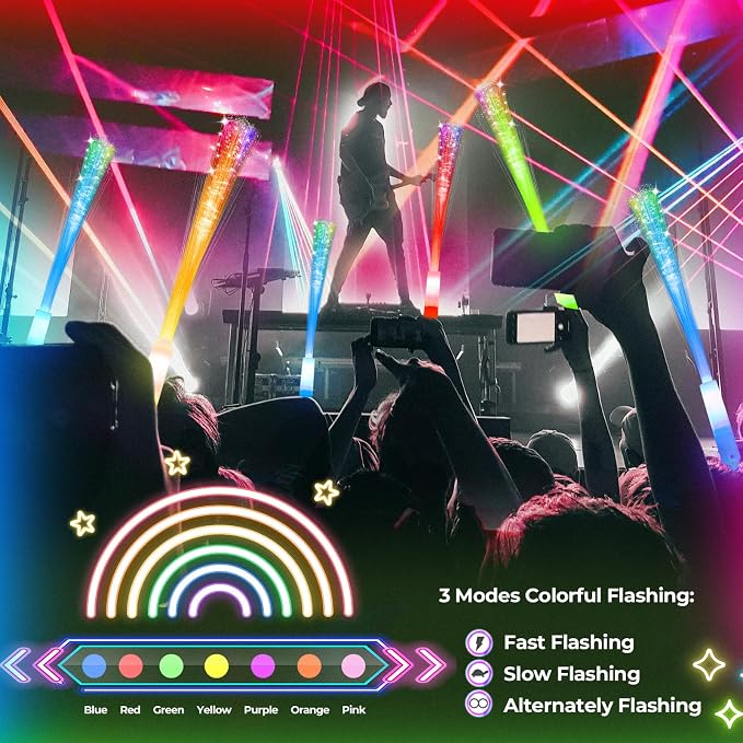 SHQDD 100 PCS Glow Fiber Wands Sticks, LED Light Wands, Glow in The Dark Party - Image 6