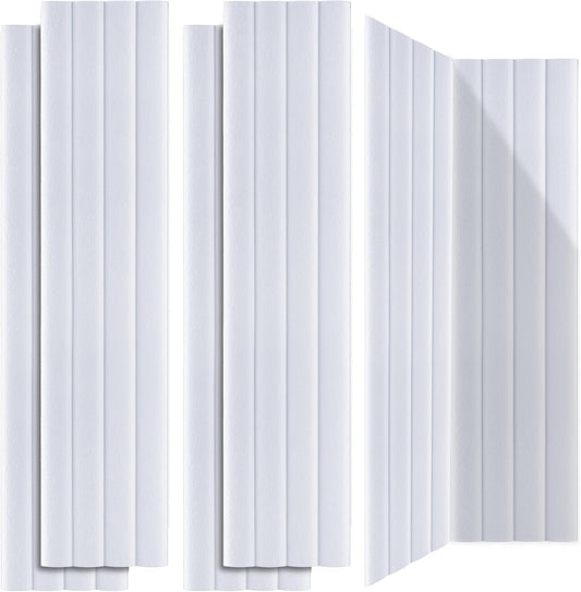 BUBOS 6 Pack Large Acoustic Panels,47.2"x11"3D Wave Pattern Acoustical Wall Panels,Self-Adhesive Sound Proof Panels for Walls,Decorative Soundproof Panels for Recording Studio&Office (White 01)