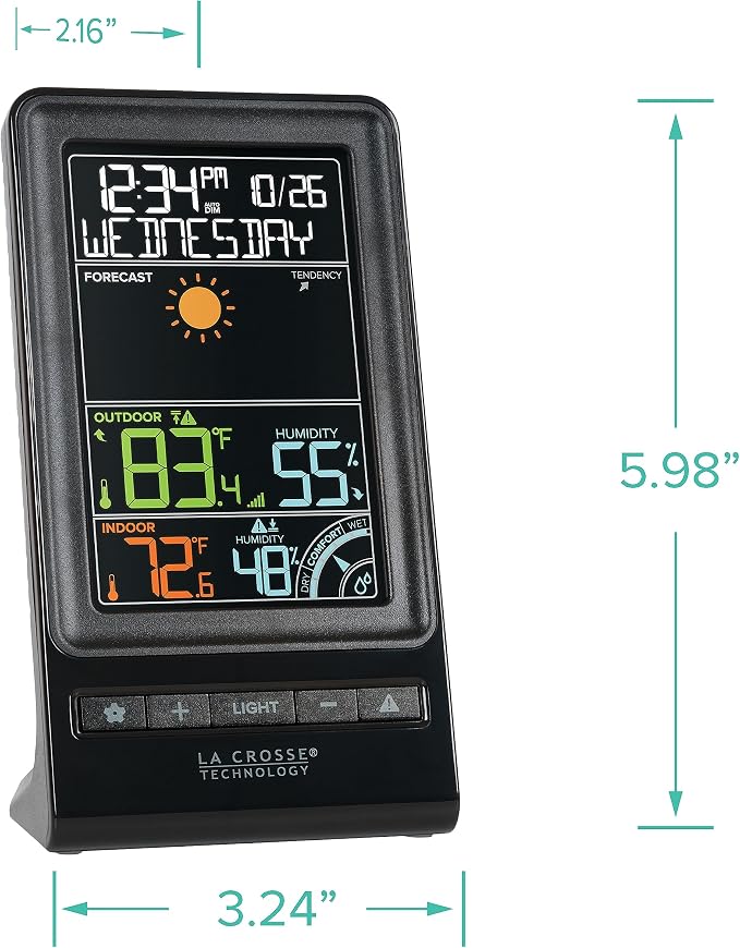 La Crosse Technology 308-1415C Digital Multi-Color Wireless Forecast Station - Image 7