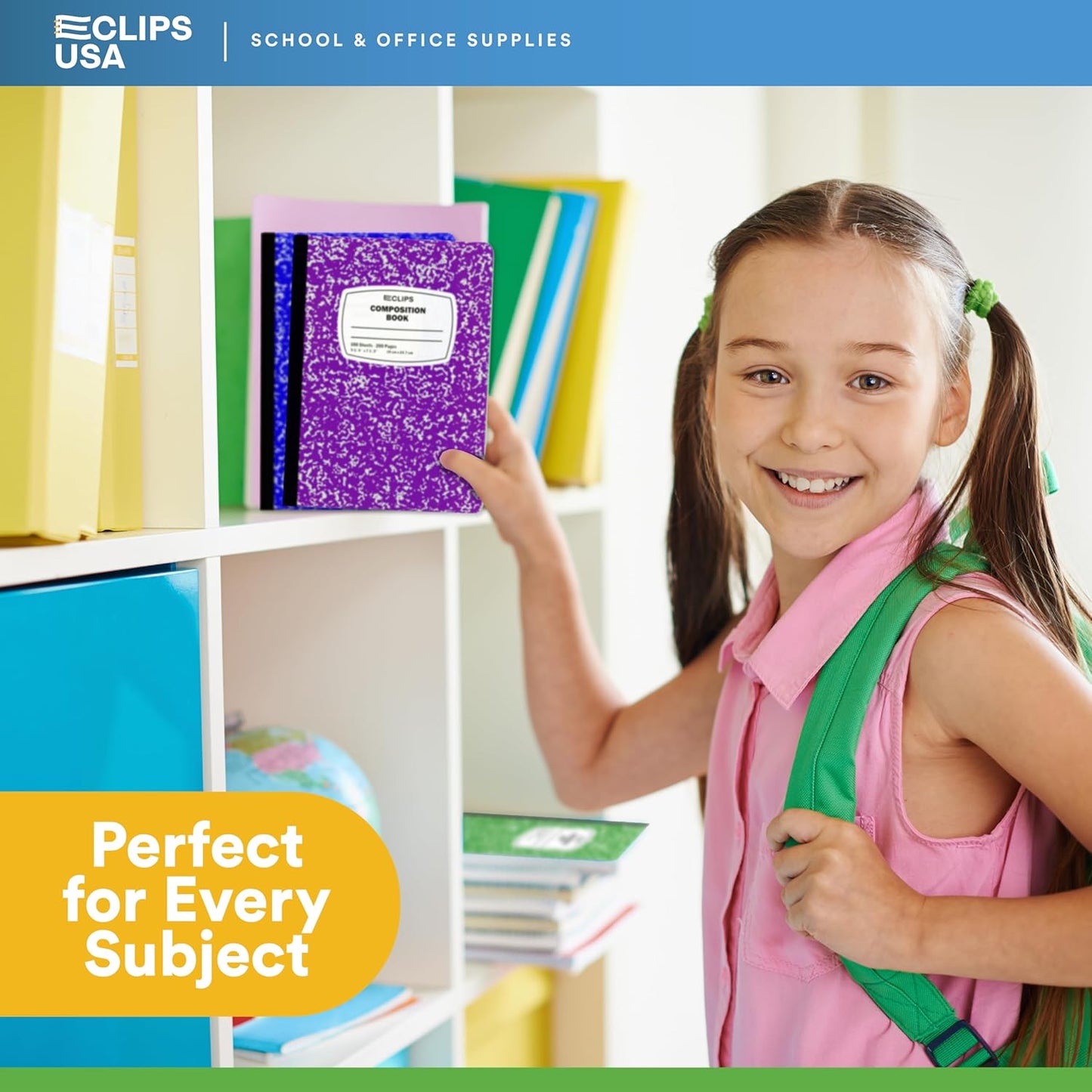 E-CLIPS USA Composition Notebooks, (48 Pack), Wide Ruled Composition Notebook, Marble Composition Notebook, 100 sheets, 200 Pages (48, Yellow)
