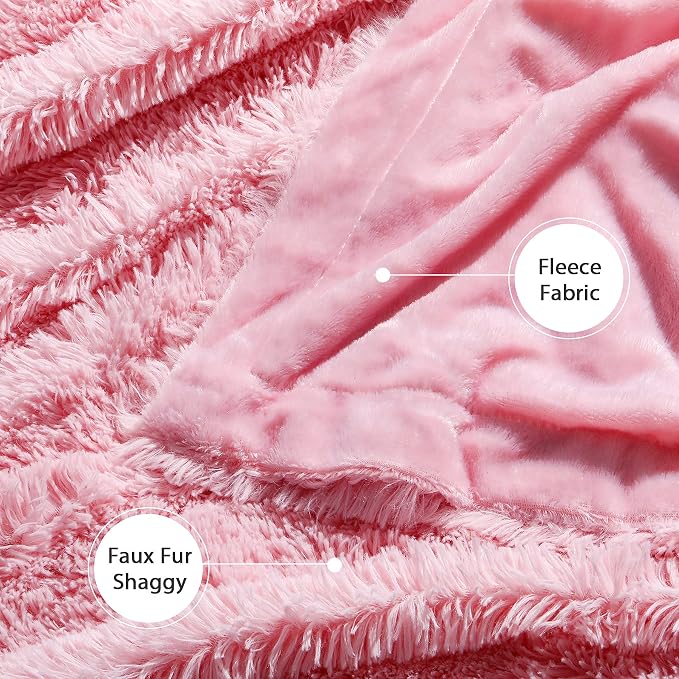 Tuddrom Decorative Extra Soft Faux Fur Throw Blanket 50"x60", Solid Reversible - Image 6