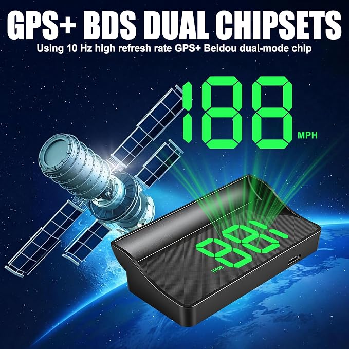 SINGARO Heads up Display for Cars, USB Plug Digital GPS HUD Speedometer - Image 4
