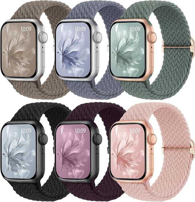 6 Pack Braided Stretchy Bands Compatible by KnossenWatchBand