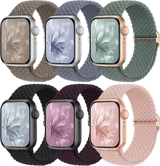 6 Pack Braided Stretchy Bands Compatible by KnossenWatchBand