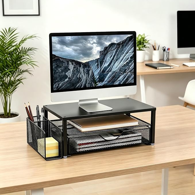 Spacrea Desk Organizer and Accessories, Computer Monitor Stand Riser - Image 7