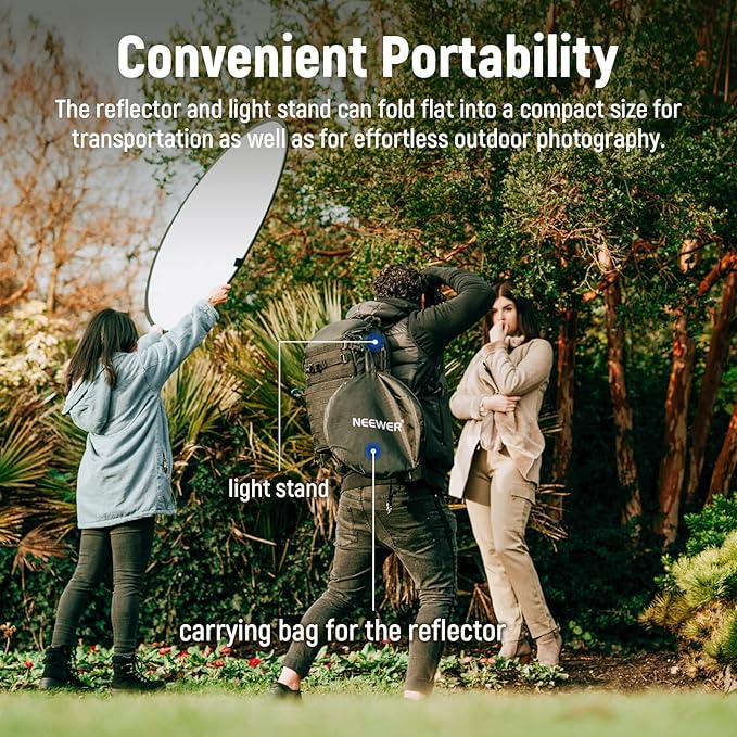 NEEWER 43"/110cm Light Reflector Kit, 5 in 1 Collapsible Round Reflector - Image 4