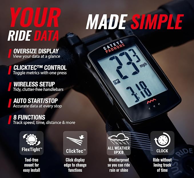 CATEYE Padrone Wireless Bike Computer – Oversized Display Cyclocomputer - Image 5