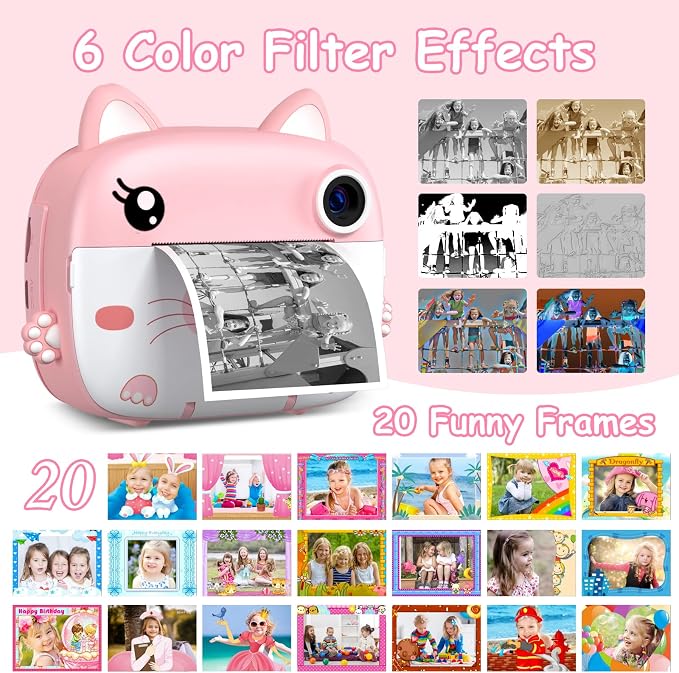 Kids Camera Instant Print, 3.0" HD Screen Kids Instant Cameras, Christmas - Image 5