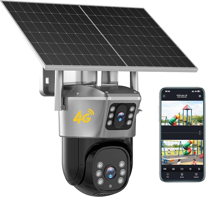 4G Solar Security Camera, 2K Dual-Lens Outdoor Camera Wireless by BoyKeep