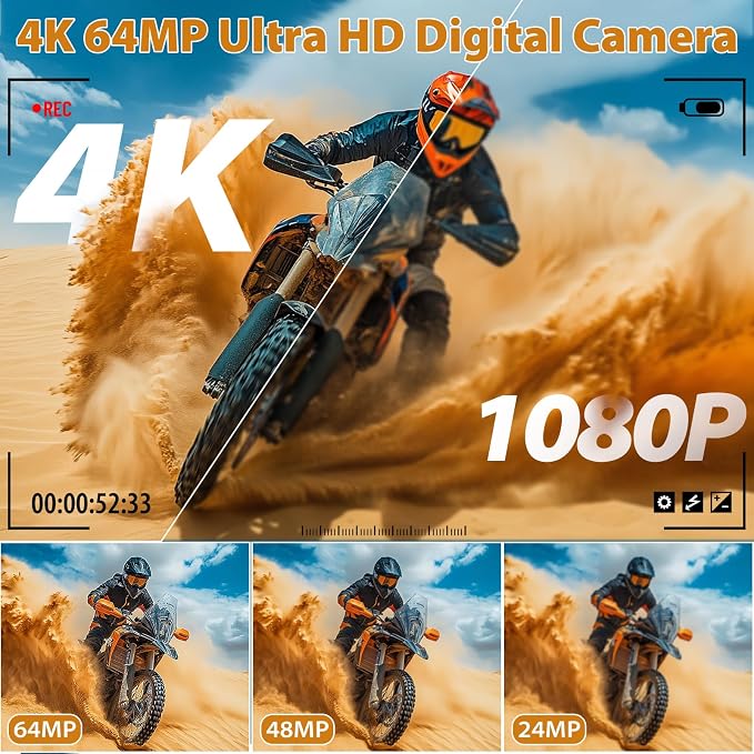 4K Digital Camera for Photography, 4K 64MP Vlogging Camera for YouTube - Image 2