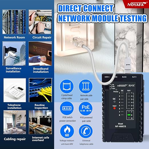 NOYAFA Network Cable Tester for RJ45, RJ12 /Cat5, Phone Line Cat3, Ethernet - Image 7
